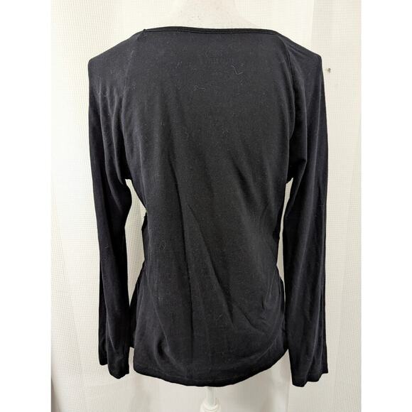 OLD NAVY! ULTRA BLACK LONG SLEEVE T-SHIRT W/IRIDESCENT SEQUINNED FRONT! SZ M - Picture 5 of 9